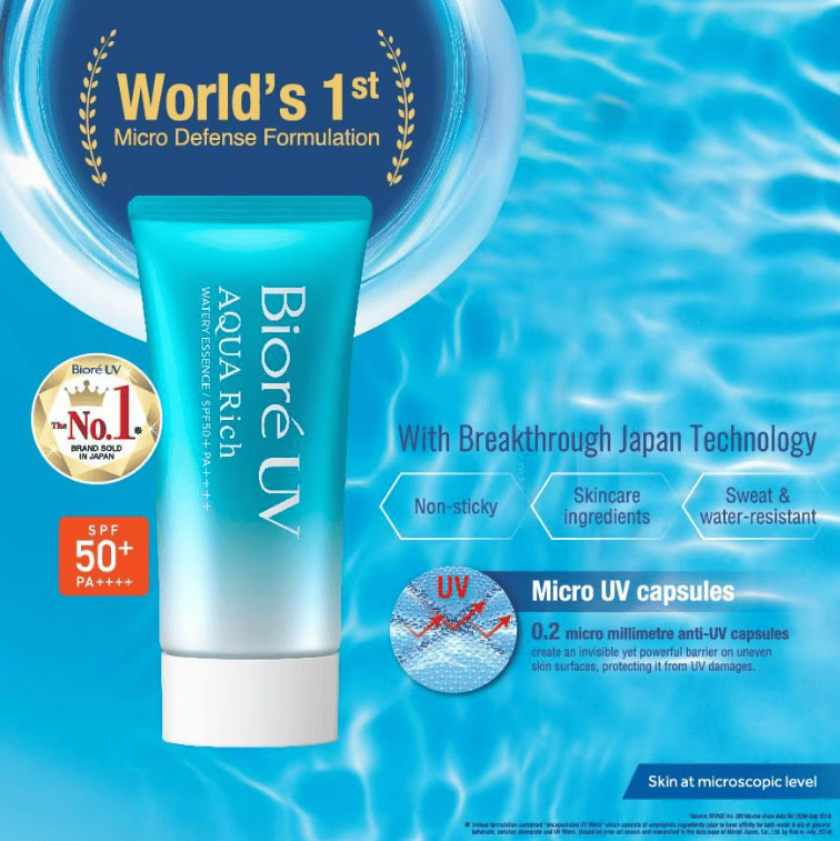 Aqua Rich Watery Essence Sunscreen SPF50+ PA++++ 70g (BIORE UV)