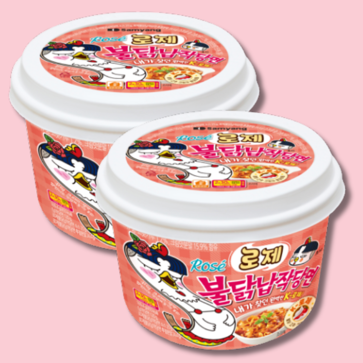 BIg Cup Rose Buldak Wide Flat Glass Noodles 169.4g (SAMYANG)