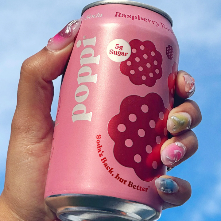 Prebiotic Soda Raspberry Rose 355ml (POPPI)