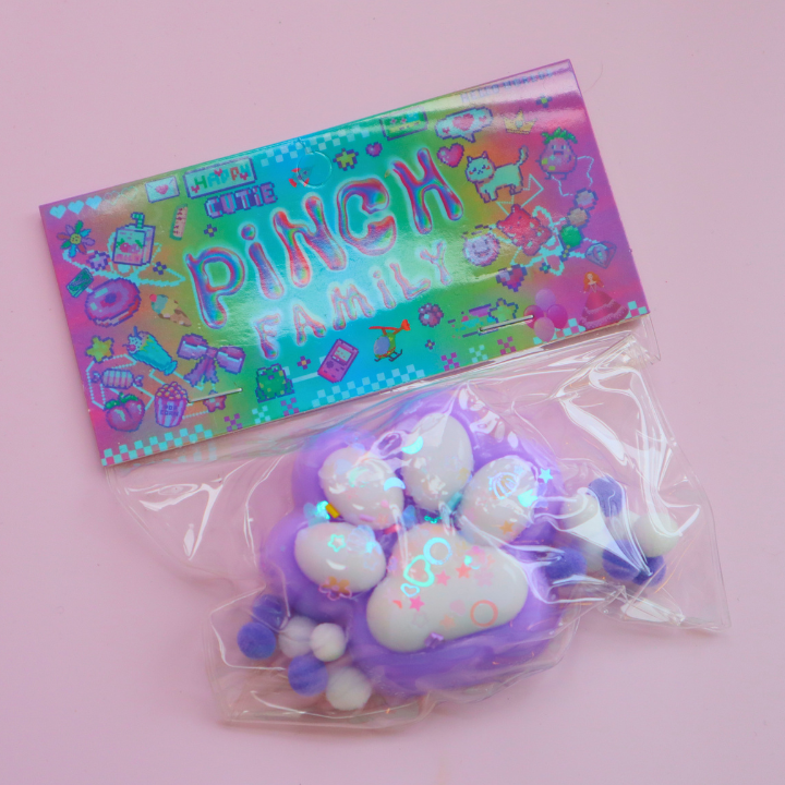 Taba Squishy Cat Paws Lilla & Hvit (PINCH FAMILY)
