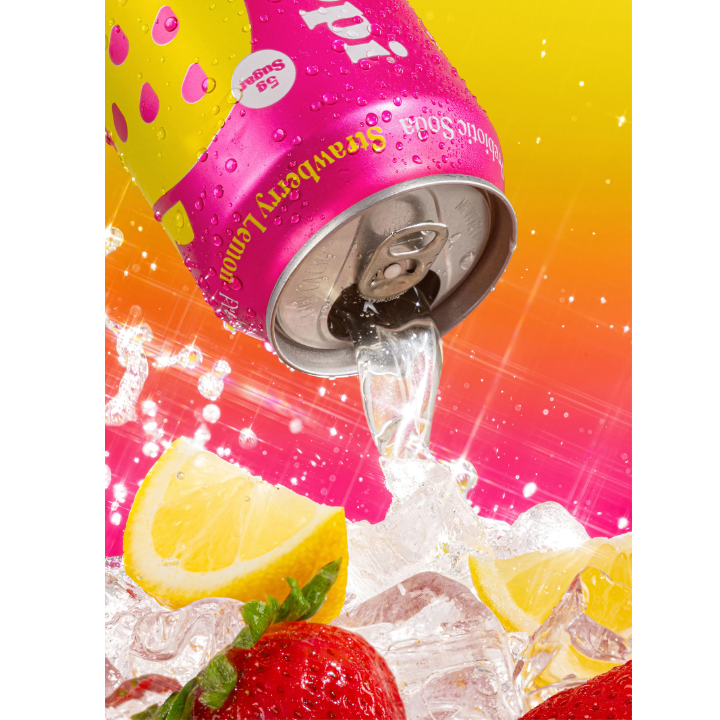 Prebiotic Soda Strawbery Lemon 355ml (POPPI)