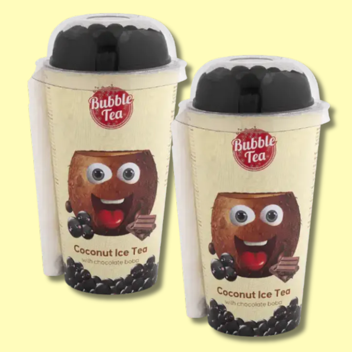 Bubble Tea Coconut Ice Tea med Chocolate Flavored Boba 350 ml