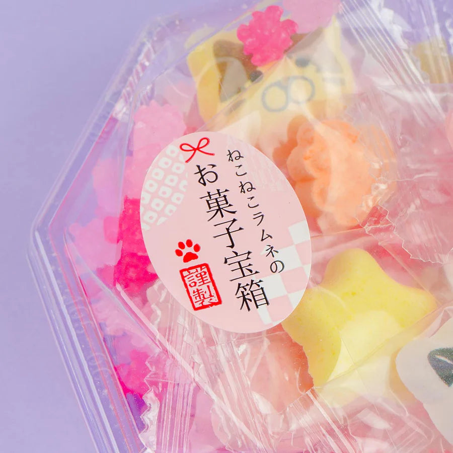 Kyoto Sweets Gift Set Hand Made Ramune & Konpeitou Rock Candy Cat 71g (Ageo)