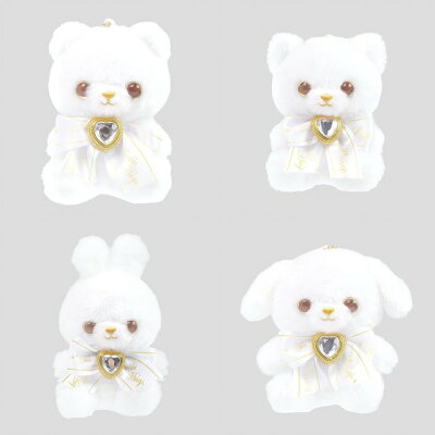 Plushy Keychain Twinkle White Hugs White Cat (YELL)