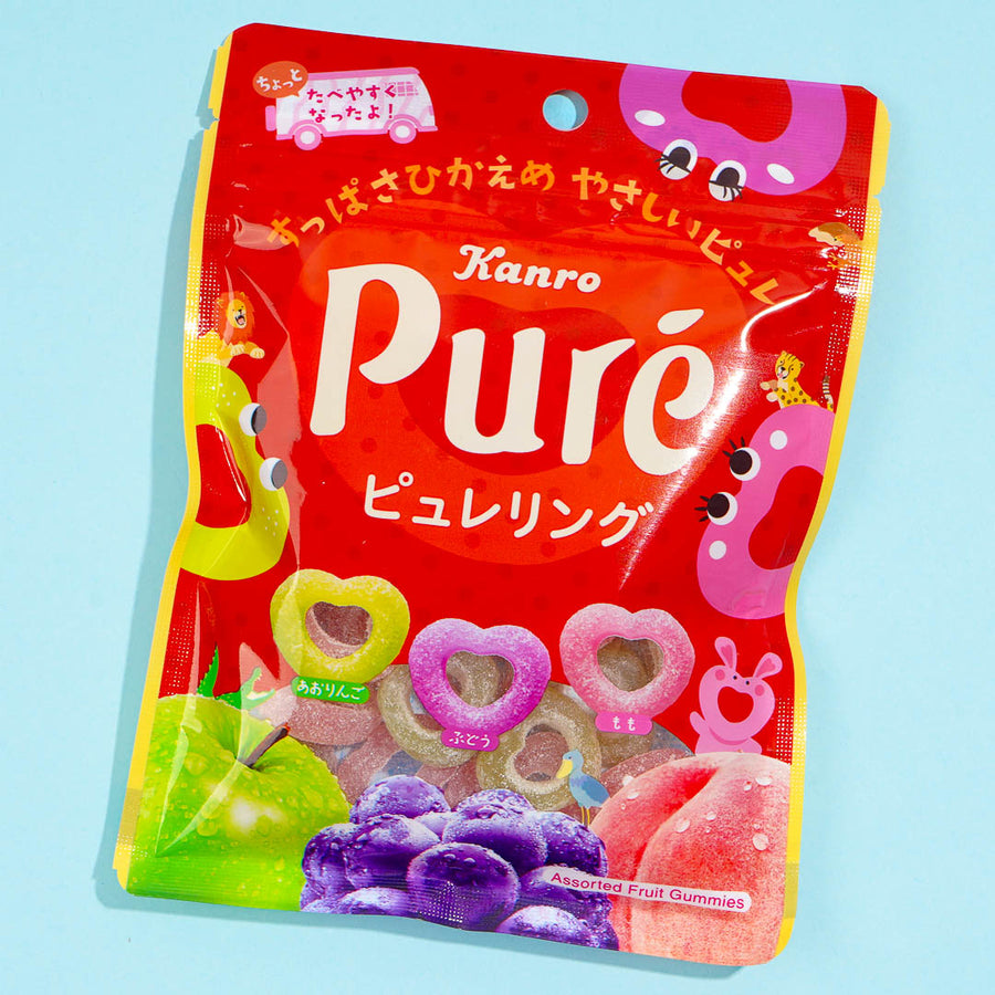 Pure Ring Heart Gummy Assorted Fruits 63g (KANRO)