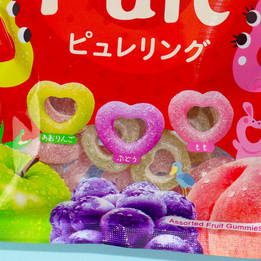 Pure Ring Heart Gummy Assorted Fruits 63g (KANRO)