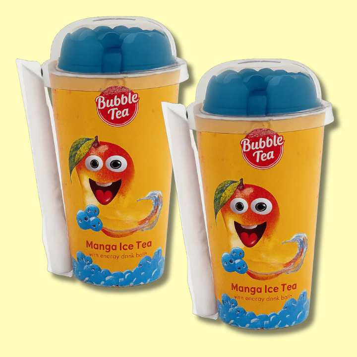 Bubble Tea Mango Ice Tea med Energy Drink Flavored Boba 350 ml