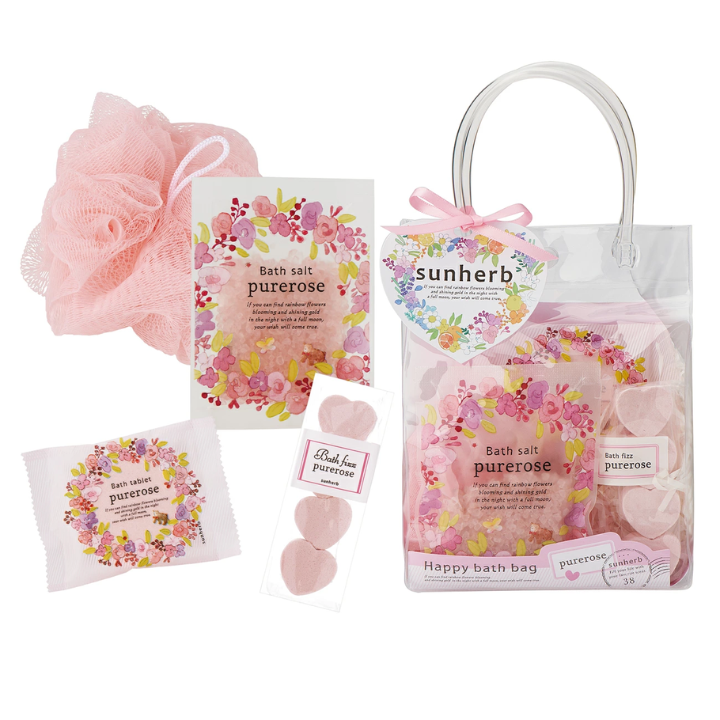 Sunherb Happy Bath Bag Gift Set Pure Rose