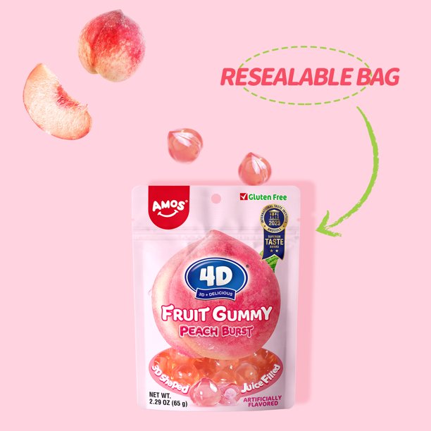 4D Fruit Gummy Peach Burst 65g (AMOS)