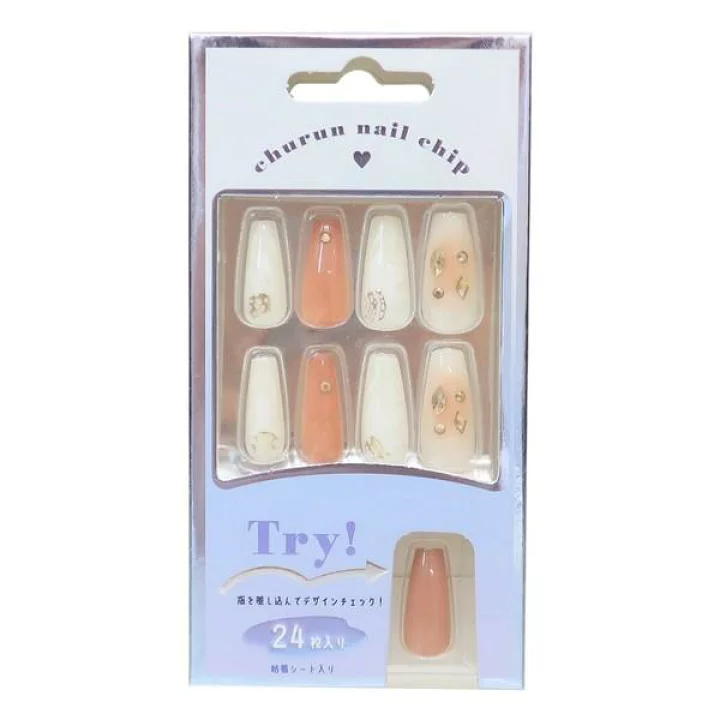 Press-On Nails Apricot 24pcs (KAMIO)