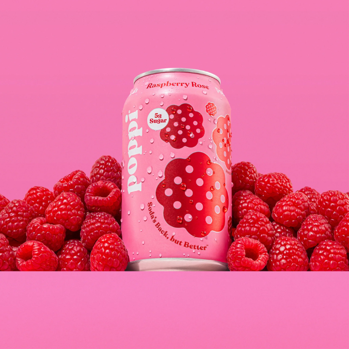 Prebiotic Soda Raspberry Rose 355ml (POPPI)