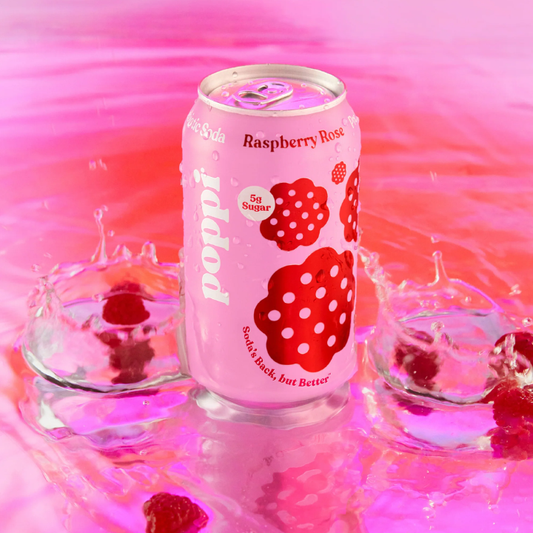 Prebiotic Soda Raspberry Rose 355ml (POPPI)