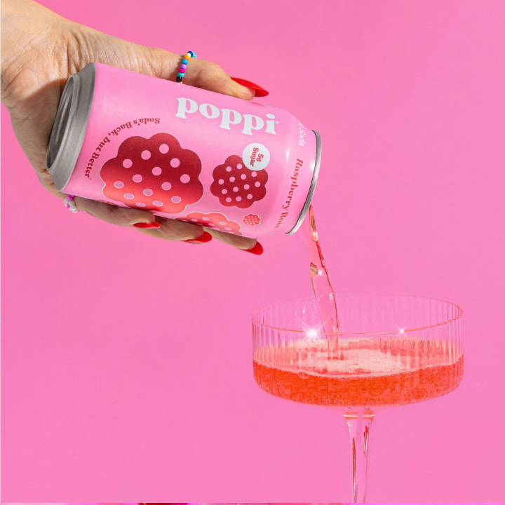Prebiotic Soda Raspberry Rose 355ml (POPPI)