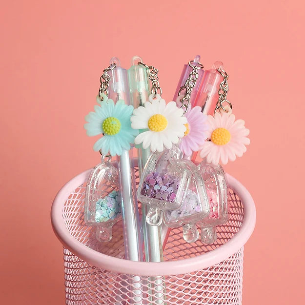 Gelpen 0.5mm w/Flower Ice Cream Pendant