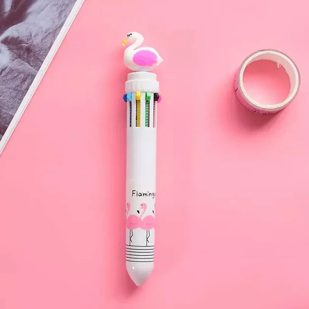 10 Farger Kulepenn 0.5mm Flamingo