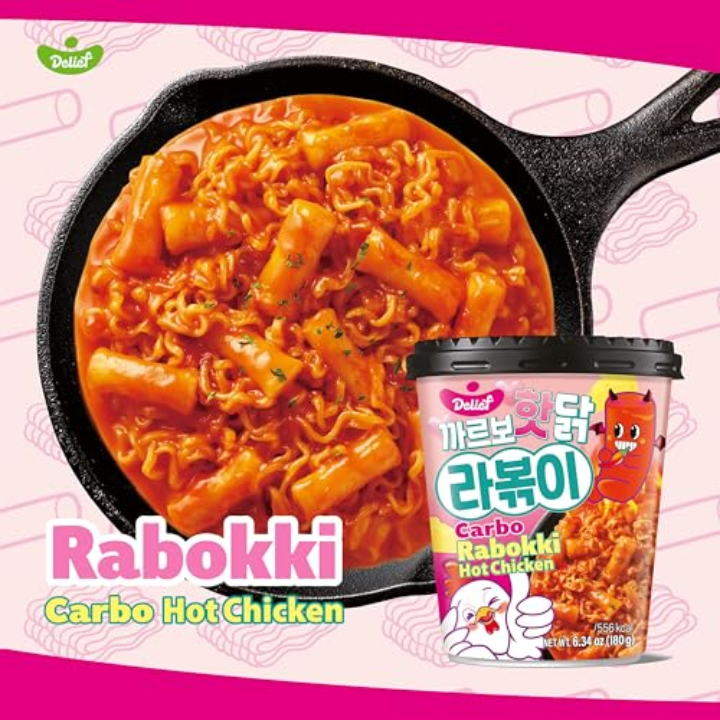 Korean Rabokki Carbo Hot Chicken Rice Cakes w/Noodles 165g (Delief)