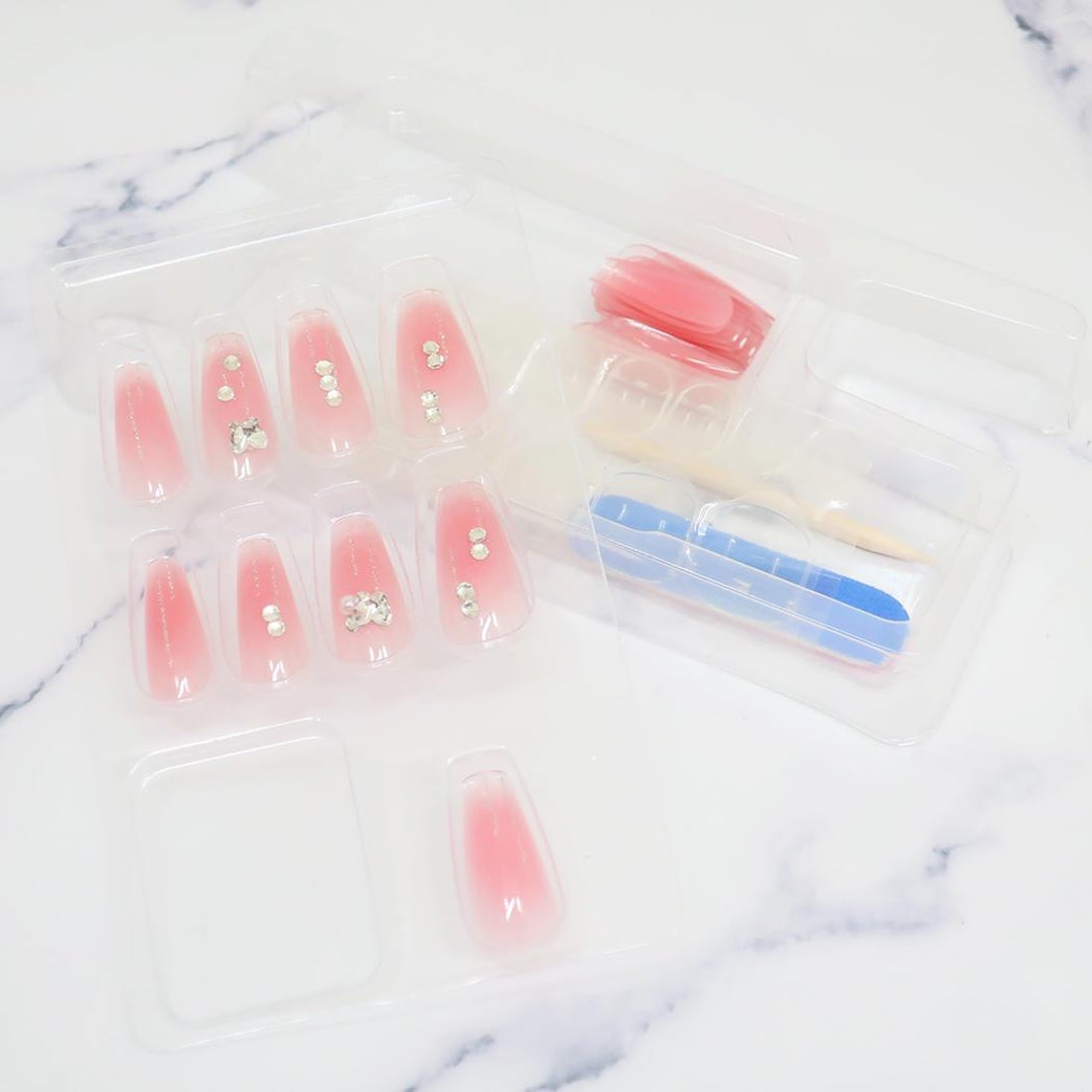 Press-On Nails Clear Pink 24pcs (KAMIO)