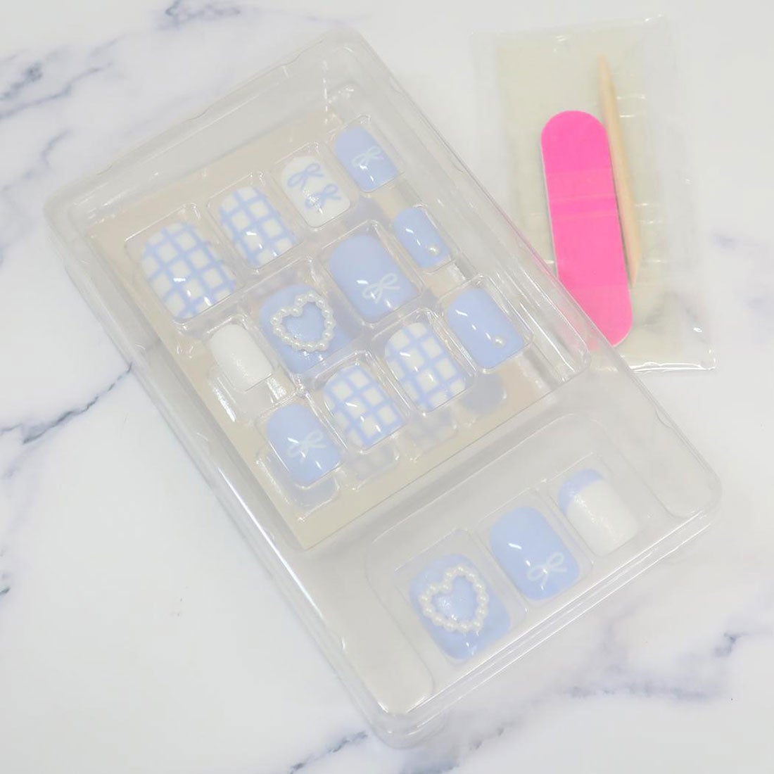 Press-On Nails Ballet Blue 24pcs (KAMIO)