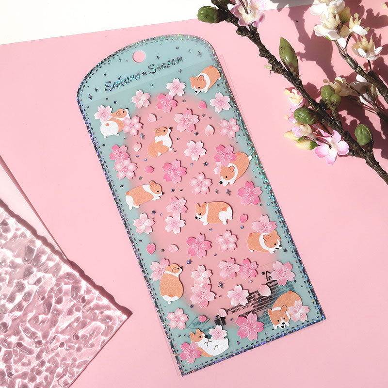 Sticker Sheet Stickers Glitter Sakura Animals (NEKONI)