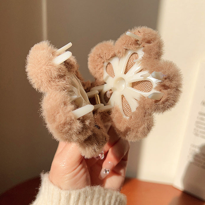 Hårklype Double Sided Fluffy Flower 8cm