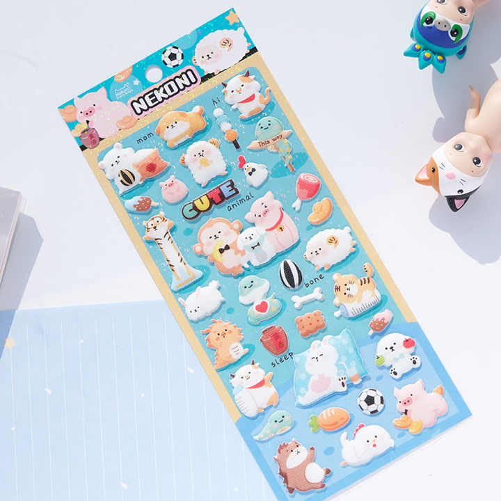 Sticker Sheet Stickers 3D Glitter Animals (NEKONI)