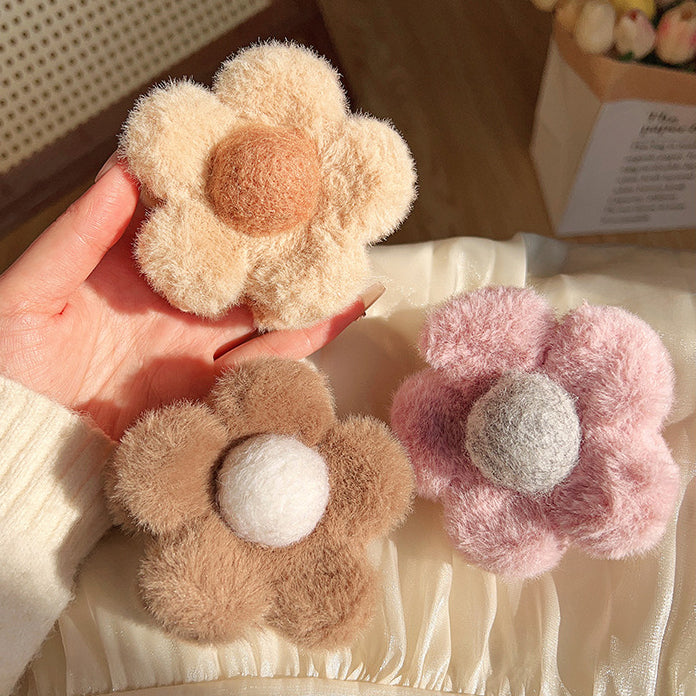 Hårklype Double Sided Fluffy Flower 8cm