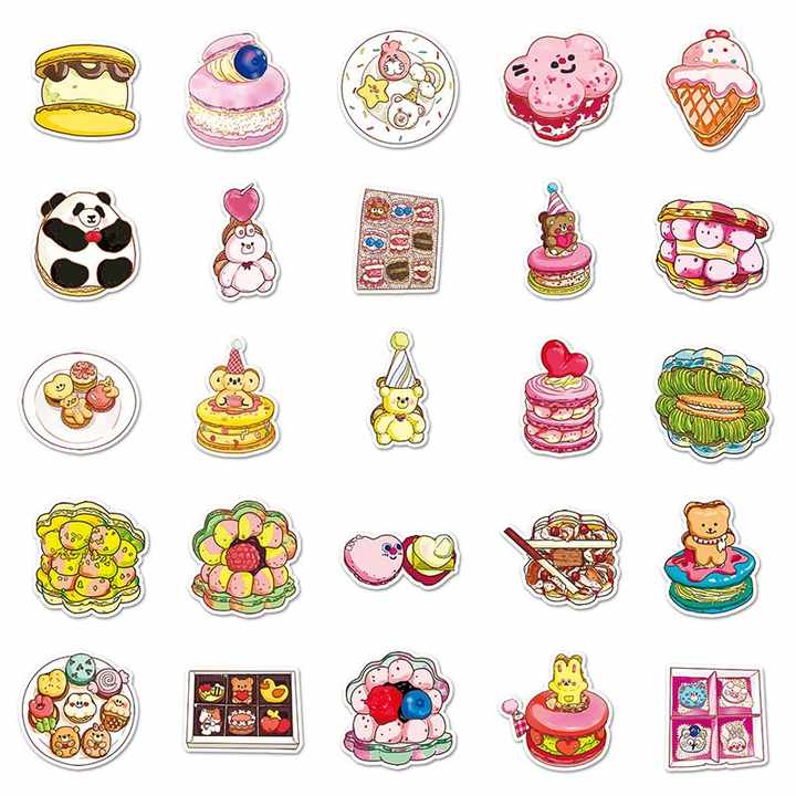 Sticker Flakes Cute Animals & Desserts🍰🐻