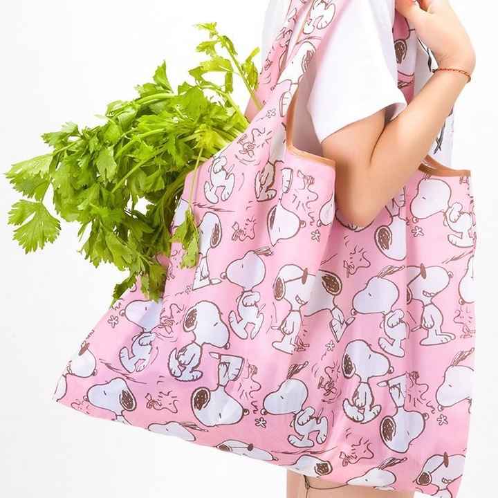 Foldbart Handlenett Snoopy Rosa