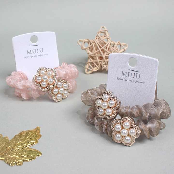 2-Set Scrunchie Perleblomst 5.5 cm