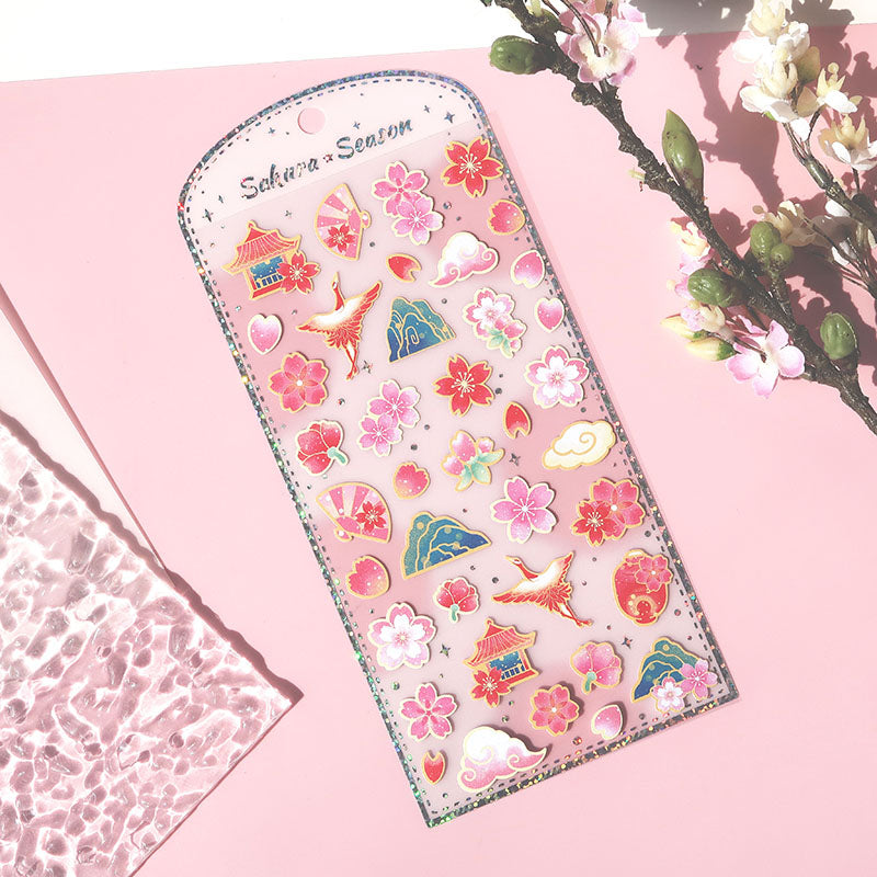 Sticker Sheet Stickers Glitter Sakura Animals (NEKONI)