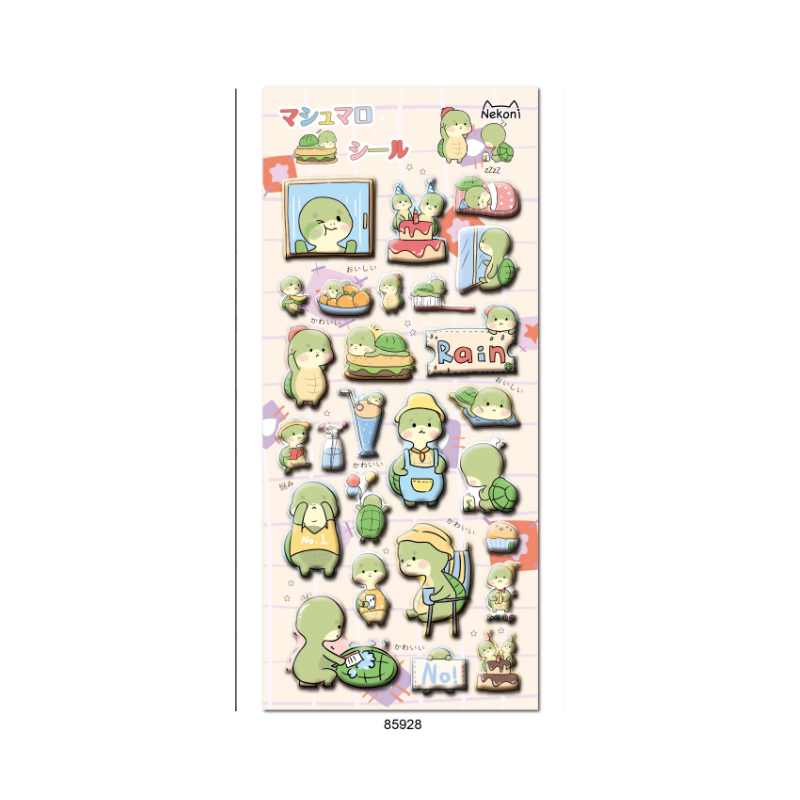 Sticker Sheet Stickers 3D Marshmallow Puffy Animals (NEKONI)