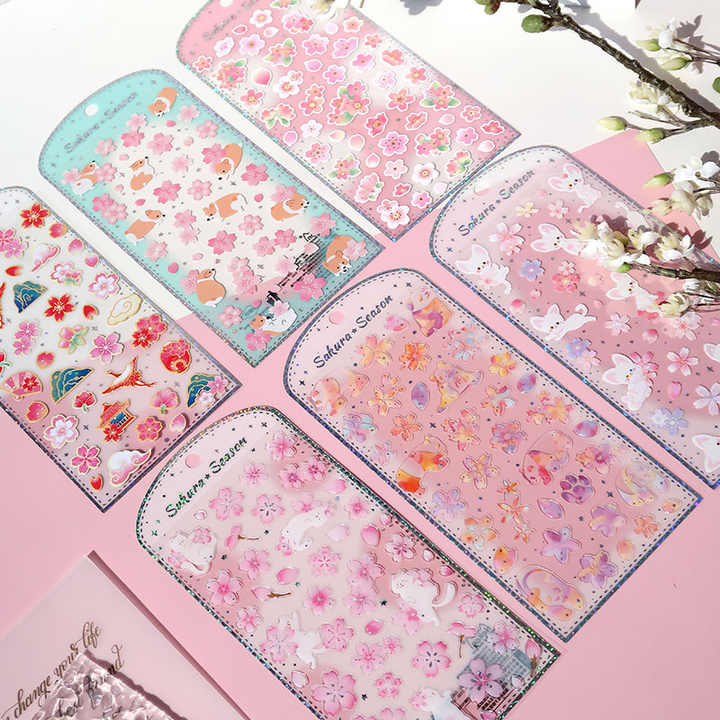 Sticker Sheet Stickers Glitter Sakura Animals (NEKONI)