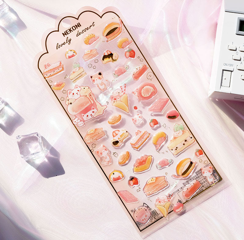 Sticker Sheet Stickers 3D Crystal Animals Lovely Dessert (NEKONI)