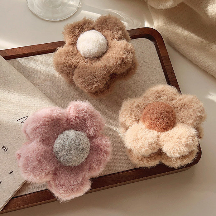 Hårklype Double Sided Fluffy Flower 8cm