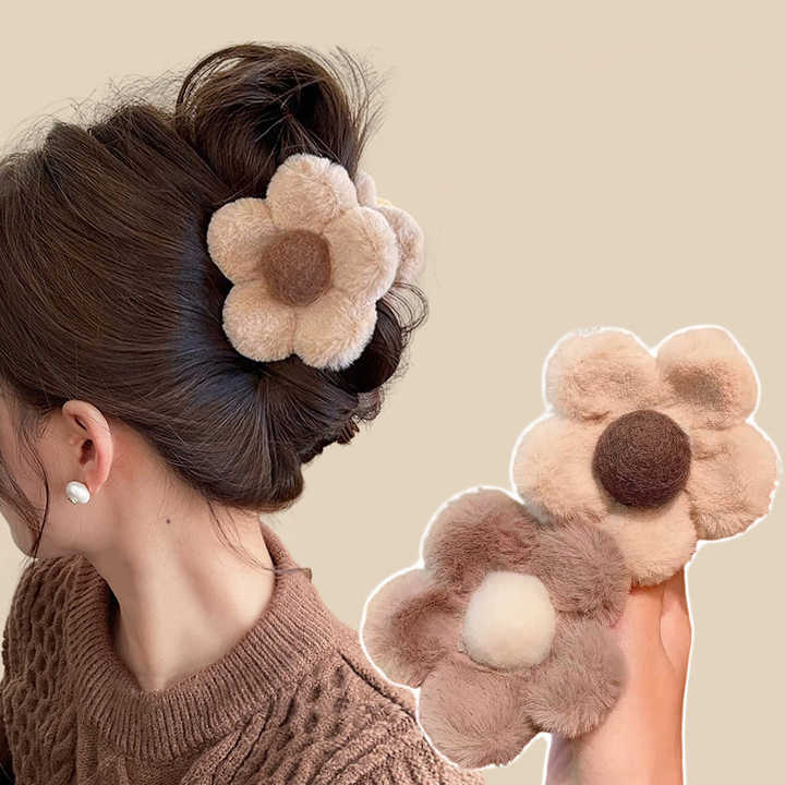 Hårklype Double Sided Fluffy Flower 8cm