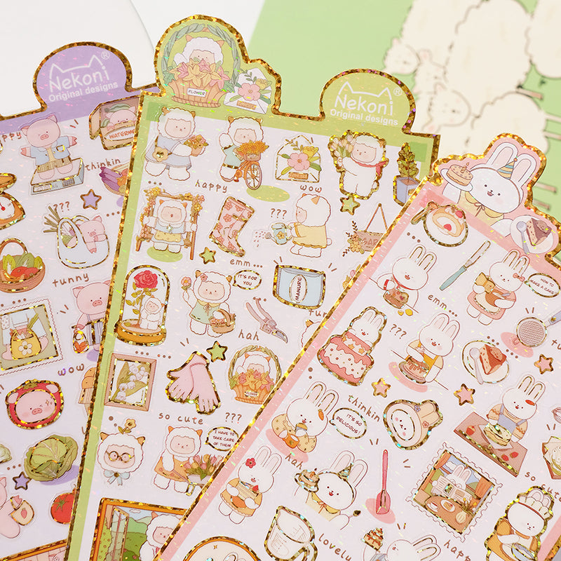 Sticker Sheet Stickers Glitter Animals (NEKONI)