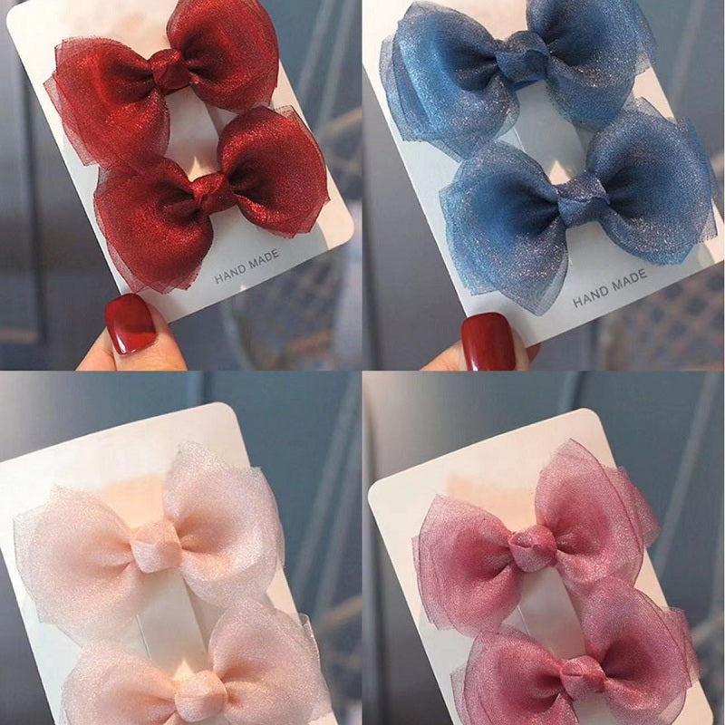 2-Pakning Hårspenne Mesh Ribbon