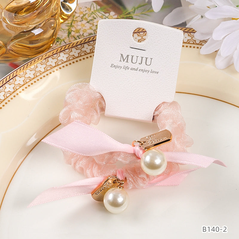 Scrunchie Lace Pearl 6.5cm