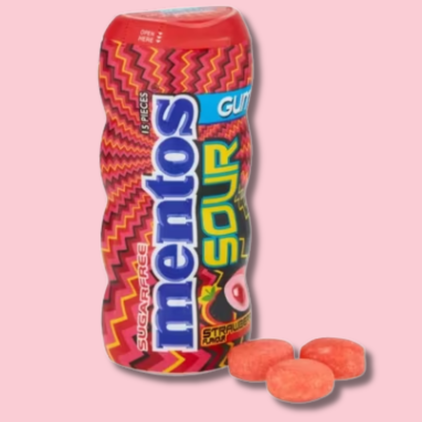 Mentos Sour Gum Strawberry 30g