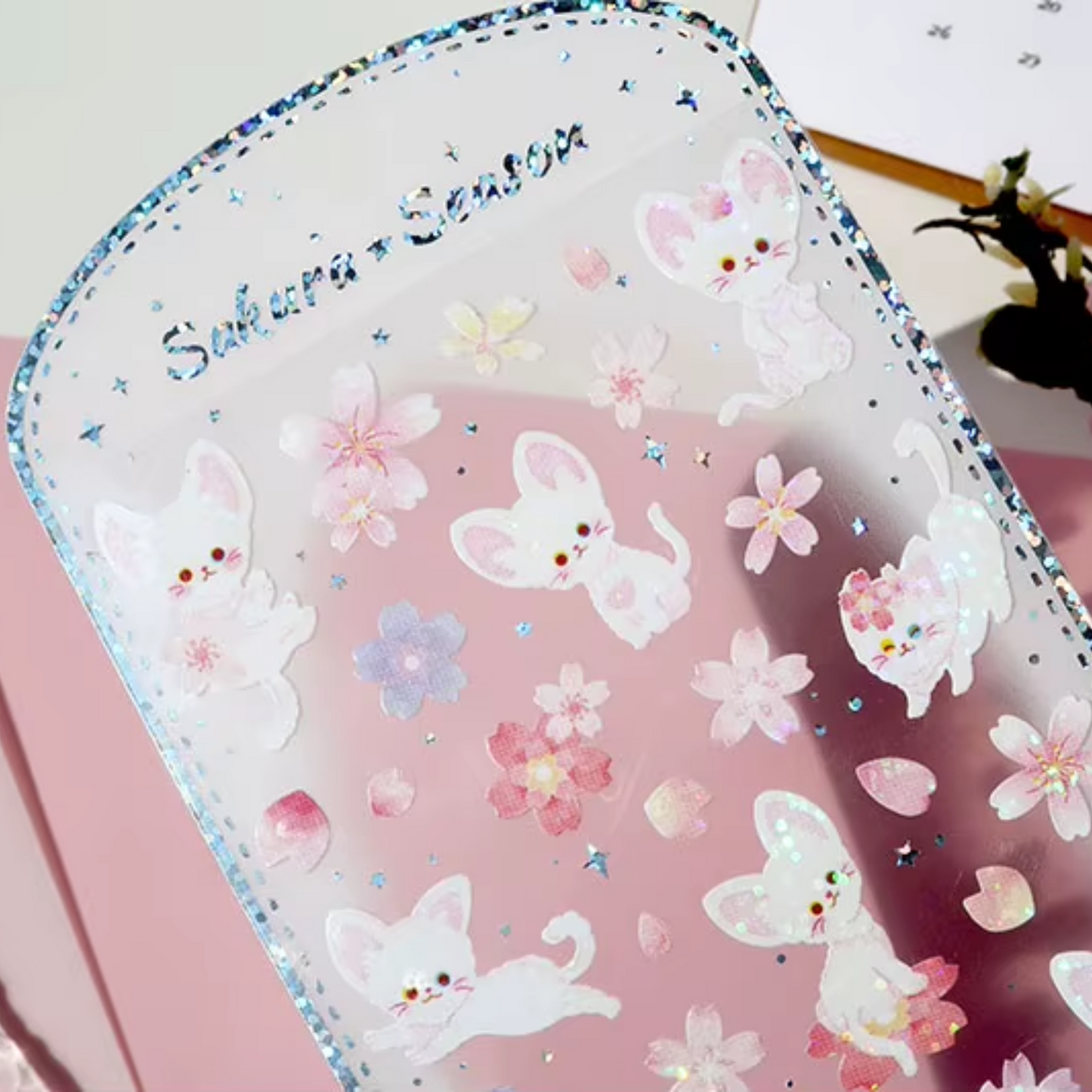 Sticker Sheet Stickers Glitter Sakura Animals (NEKONI)