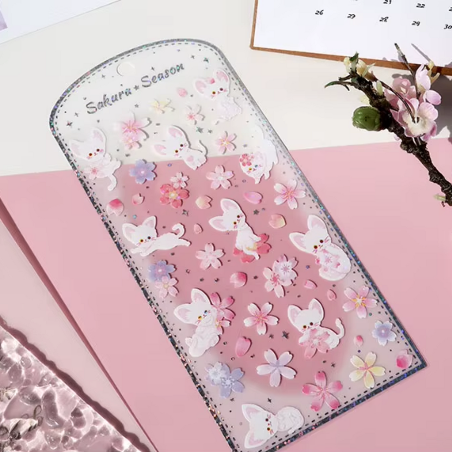 Sticker Sheet Stickers Glitter Sakura Animals (NEKONI)