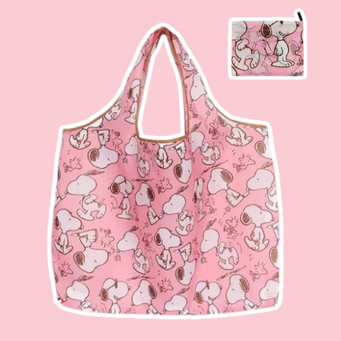 Foldbart Handlenett Snoopy Rosa