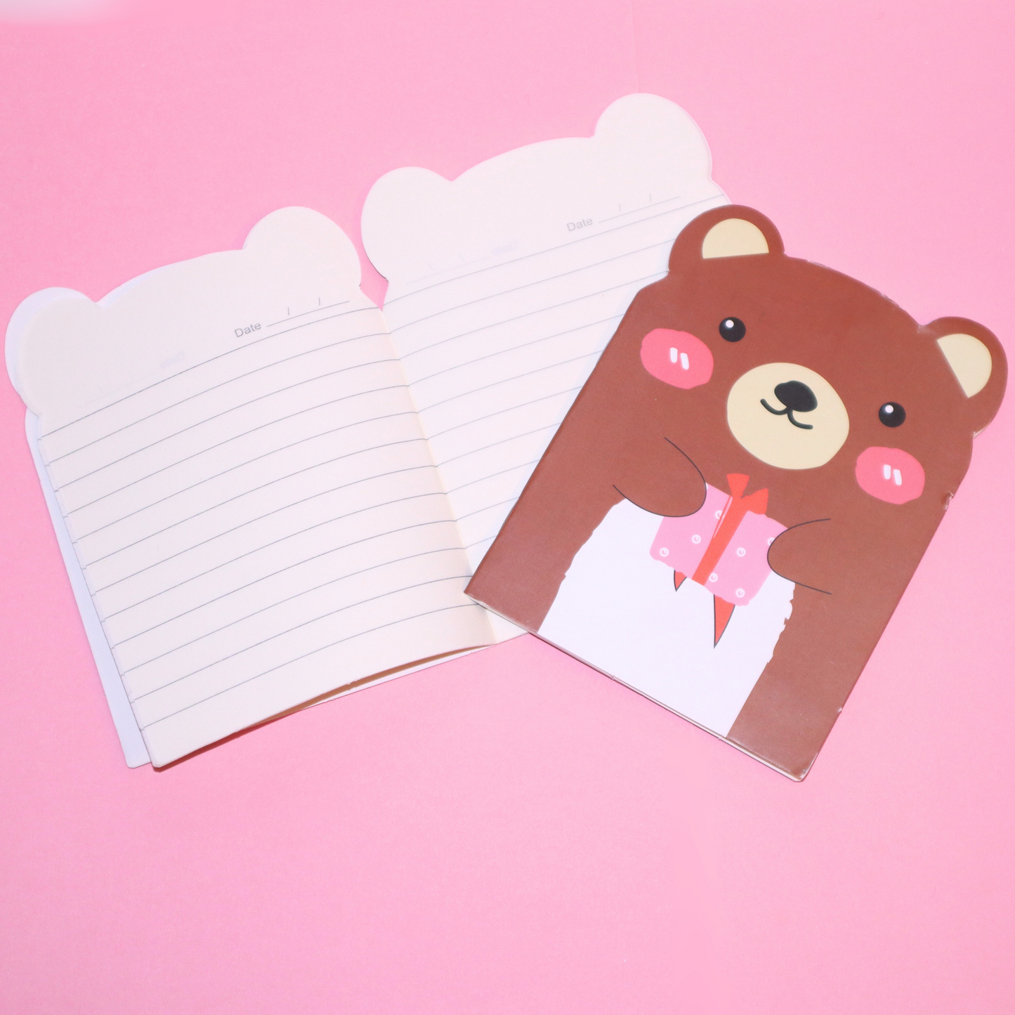 Linjert Notisblokk med Søt Bjørn Design