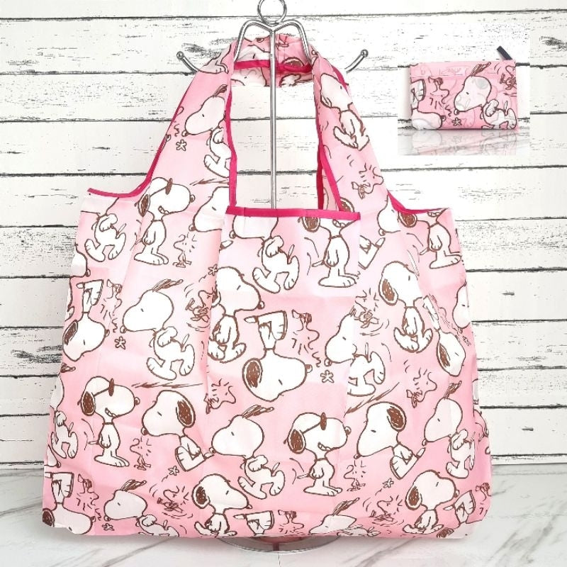 Foldbart Handlenett Snoopy Rosa