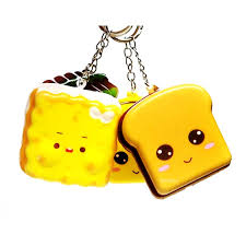 Squishy Keychain Kawaii Toast Biscuit