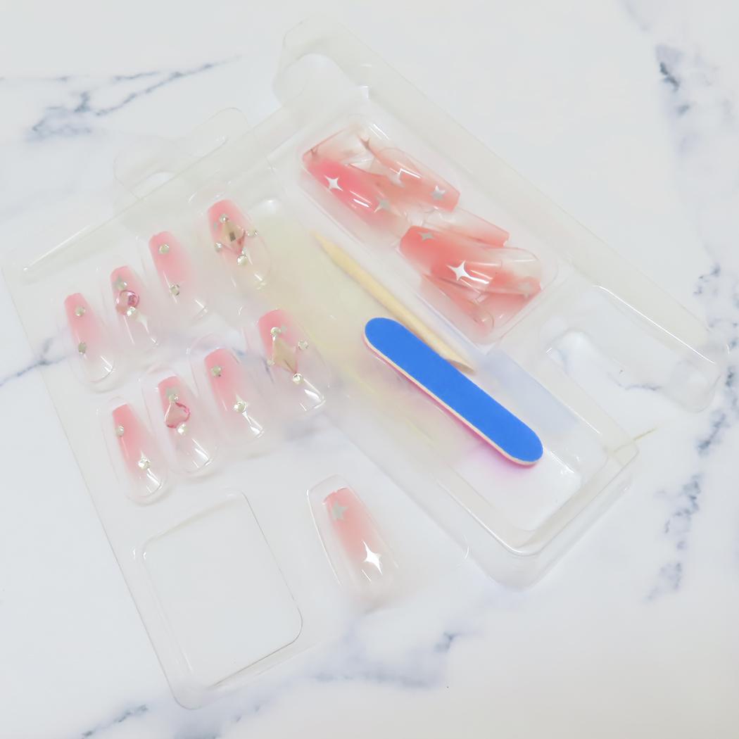 Press-On Nails Clear Cheek 24pcs (KAMIO)