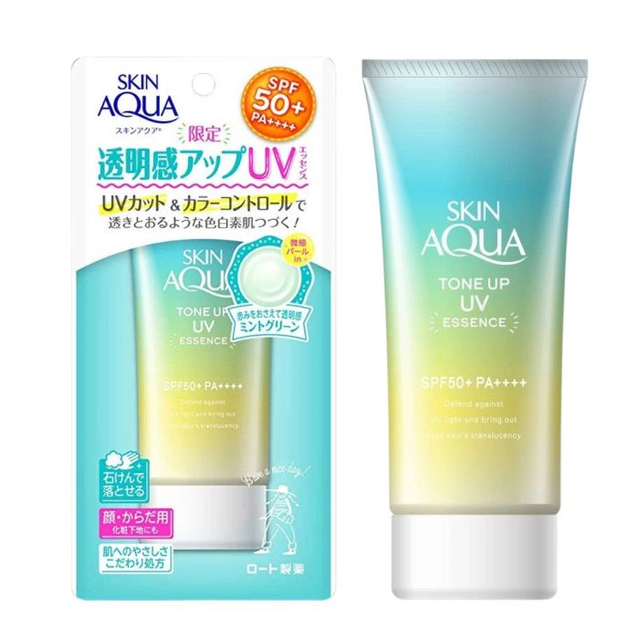 Tone Up UV Essence Tinted Sunscreen Mint Green SPF50+ PA++++ 80g (SKIN AQUA)