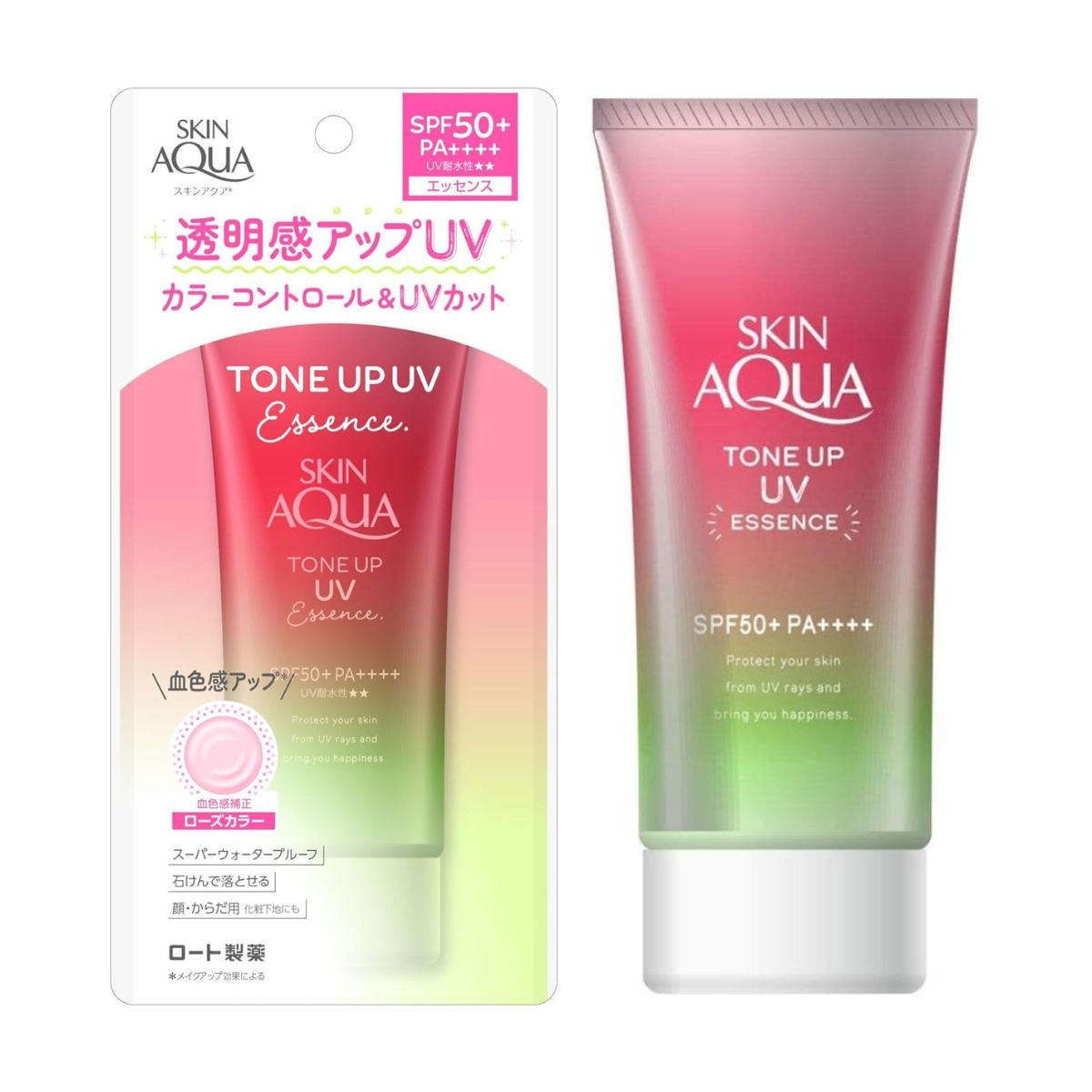 Tone Up UV Essence Tinted Sunscreen Happiness Aura Rose SPF50+ PA++++ 80g (SKIN AQUA)