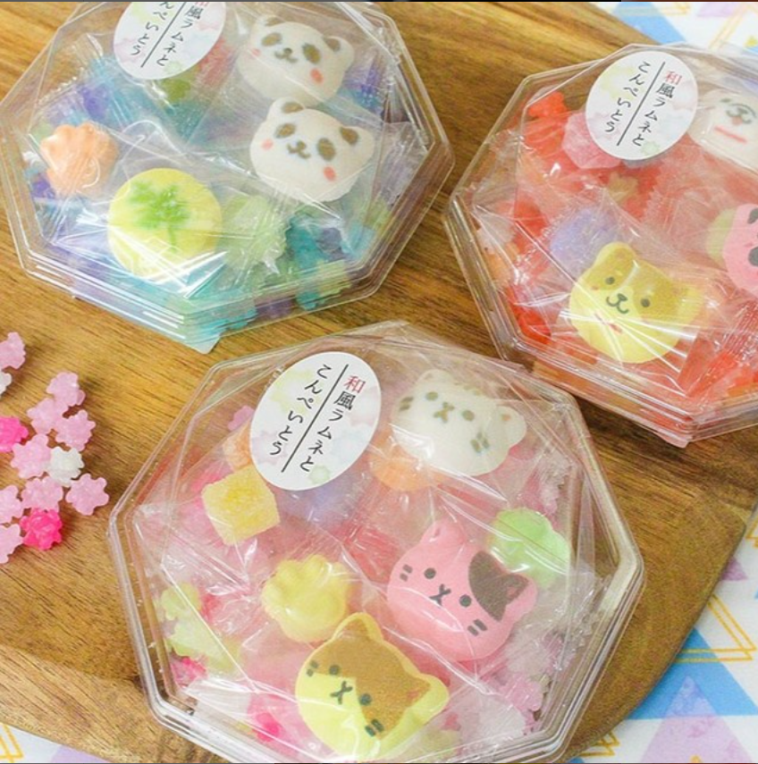 Kyoto Sweets Gift Set Hand Made Ramune & Konpeitou Rock Candy Dog 71g (Ageo)