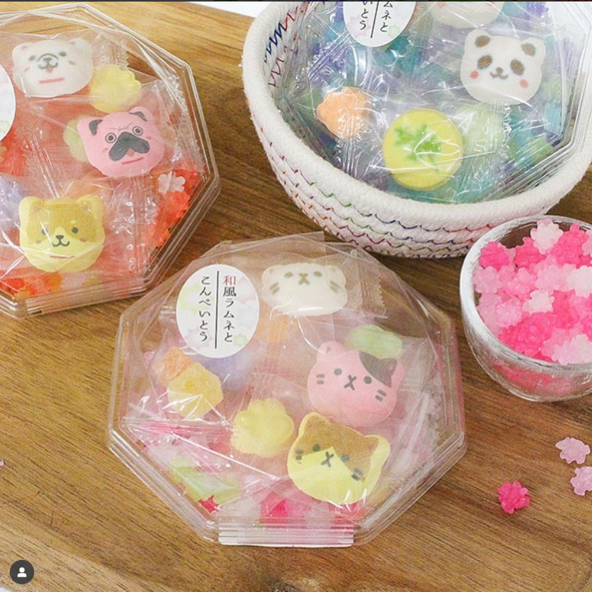Kyoto Sweets Gift Set Hand Made Ramune & Konpeitou Rock Candy Panda 71g (Ageo)